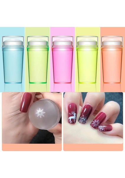 Şablon 10 Stili Fransız Çivi Manikür Kitleri Için Kazıyıcı Jöle Silikon Damga ile Renkli Şeffaf Tırnak Stamper Nail Art Damgalama Aracı (Yurt Dışından)