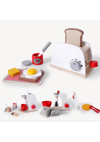 Stil 2 Stil Ahşap Mutfak Oyuncak Oyna Pretend Çocuk Oyuncakları Ahşap Simülasyon Tost Makinesi Kahve Makinesi Gıda Mikser Çocuk Erken Eğitim Hediyesi (Yurt Dışından)