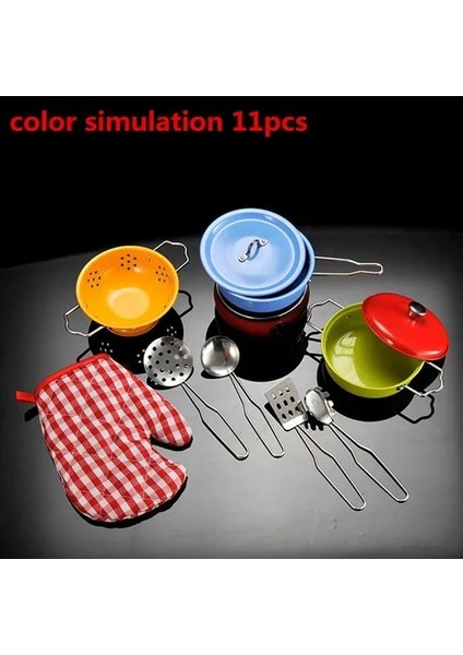 Renk Simülasyonu 11P Stili Paslanmaz Çelik Çocuk Evi Mutfak Oyuncak Pişirme Tencere Çocuklar Mutfak Playset Oyna Pretend - Çocuklar Için Gümüş Oyuncaklar (Yurt Dışından)