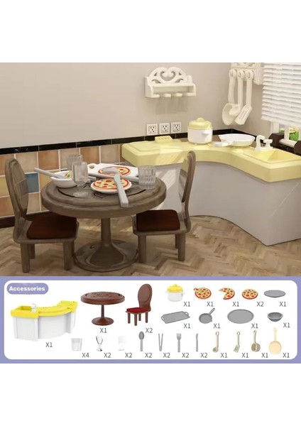 Mutfak Tarzı Mulation Orman Tavşanı Aile Dollhouse Critters Yatak Odası Mutfak Banyo Oturma Odası Aksesuarlar Kız Oyuncakları Noel Hediyeleri (Yurt Dışından)
