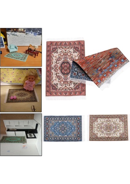 Diğer-3 Tarzı 1:12 Ölçekli Dollhouse Halı Oyun Evi Dekor Zemin Kaplamaları Çiçek Desenli Mat Bebek Aksesuarları Minyatür Dokuma Halı (Yurt Dışından)