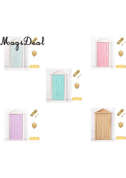 Ahşap Tarzı Magideal 1:12 Bebek Evi Minyatür Ahşap Dikenli Açık Kapı Donanımlı Dollhouse Yatak Odası Banyo Çocuk Oyuncak 5colors (Yurt Dışından) fiyatları