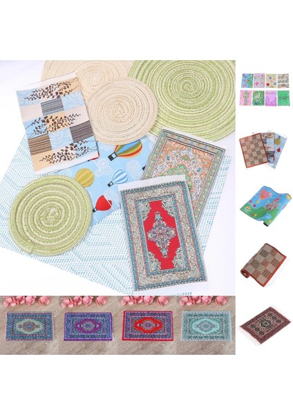 Çap 11.5cm Tarzı Dokuma El Türk Halıları Bebek Evi Mini Halı Paspas Minyatür Dekor Zemin Kaplamaları 1:12 Ölçekli Dıy Dollhouse Aksesuarları Kitleri (Yurt Dışından)