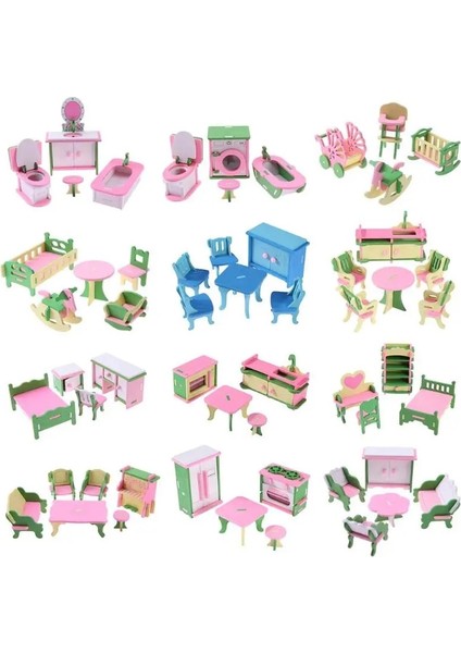 NO.581 Stili Dollhouse Mobilya Minyatür Ahşap Yaratıcı Banyo Yatak Odası Restoran Çocuklar Için Action Figure Bebek Evi Dekorasyon Bebek (Yurt Dışından) fiyatları