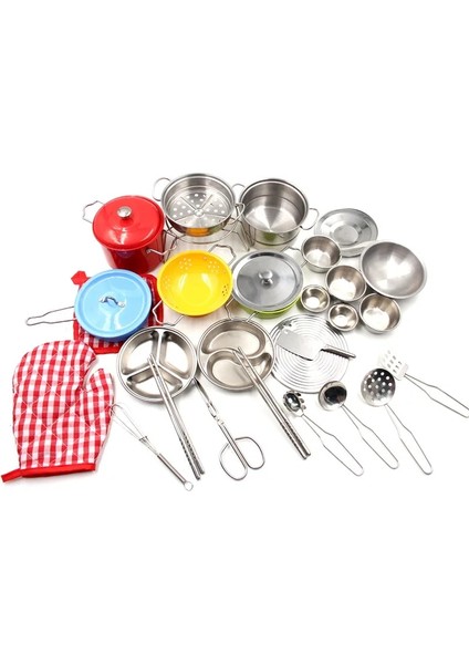 Simülasyon 25 Adet Tarzı Paslanmaz Çelik Çocuk Evi Mutfak Oyuncak Pişirme Tencere Çocuklar Mutfak Playset Oyna Pretend - Çocuklar Için Gümüş Oyuncaklar (Yurt Dışından) indirimleri