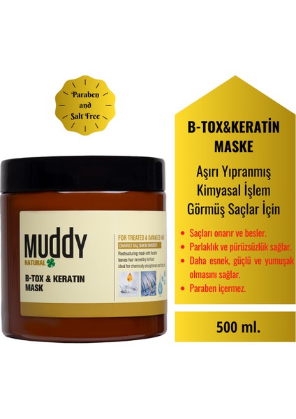 B-Tox And Keratin Onarıcı Saç Bakım Maskesi 500 ml