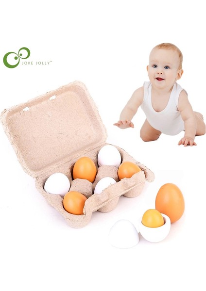 Pengfu Shop Kutu Tarzı ile 6 Adet 6 Adet Yumurta Bebek Çocuk Okul Öncesi Eğitici Oyuncak Oyna Pretend Ahşap Yumurta Sarısı Mutfak Pişirme Bebek Çocuk Oyuncak Hediyeler Zxh (Yurt Dışından)