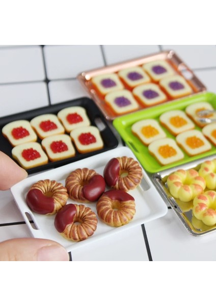 Mor Tarzı Ale Dollhouse Minyatür Tost Mini Donuts Yiyecek Barbie, Pullip, Blyth Bebek Evi Mutfak Mobilyası Aksesuarları Oyuncak (Yurt Dışından) modelleri