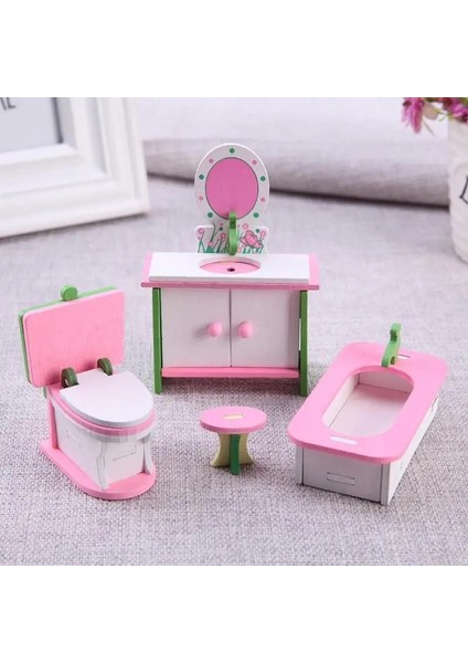 C Stili Simülasyon Minyatür Mobilya Oyuncaklar Çocuklar Ahşap 3D Dollhouse Mobilya Oyuncak Çocuklar Oyuncak Oyna Pretend Bebek Bebekler Ev Odası Erişimleri (Yurt Dışından)