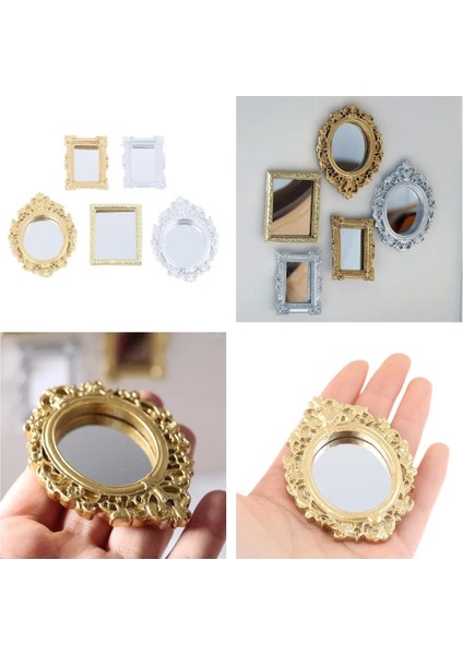 37X49X8MM Stili Dollhouse Minyatür Çerçeve Aksesuarları Mobilya Minyatür Ayna Duvar Odası Aynası Bebek Evi Aynası (Yurt Dışından)