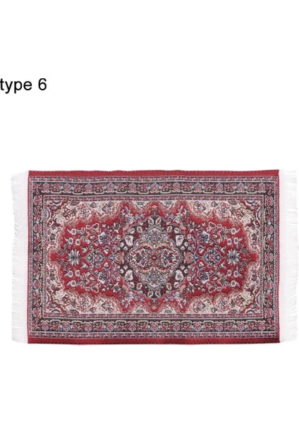 Tip 6 Tarzı 1:12 Türk Tarzı Dollhouse Halı Çiçek Mat Oyun Evi Dekor Zemin Kaplamaları Minyatür Dokuma Kilim Bebek Aksesuarları (Yurt Dışından)