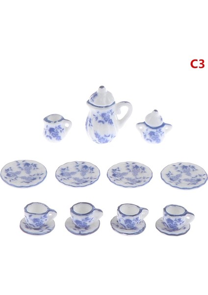 C3 Stili 24 Desenler 1:12 Minyatür Porselen Çay Bardağı Seti Chintz Çiçek Sofra Mutfak Bebek Evi Mobilya Oyuncaklar Çocuklar Için (Yurt Dışından)