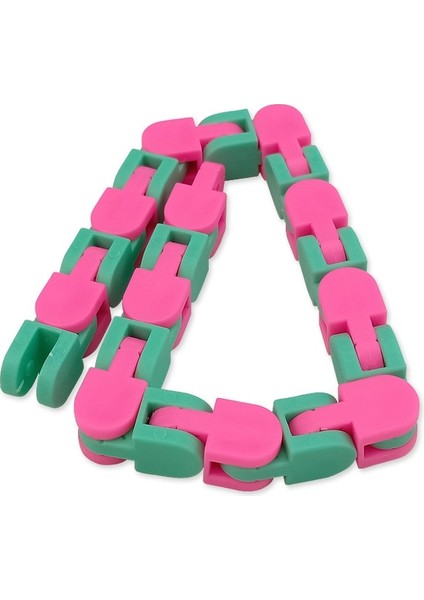 21LGYEŞILPEMBEKIRMIZI Stil 24 Knot Tuhaf Parçalar Yapış ve Tıklayın Fidget Antistres Zinciri Oyuncak Çocuklar Için Çocuklar Bisiklet Zinciri Stres Giderici Yetişkin Duyusal Hediyeler (Yurt Dışından)