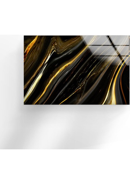 Altın Siyah Mermer Desenli Cam Duvar Tablosu indirimleri