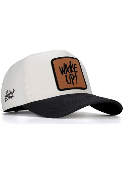 Black Börk Blackbörk V1 Baseball Wake Up - 2 Kod Logolu Unisex Bej-Siyah Siperli Şapka (Cap)