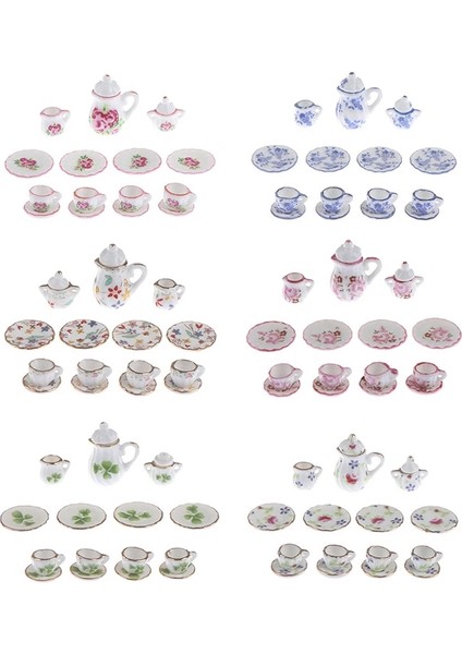 A4 Stili 24 Desenler 1:12 Minyatür Porselen Çay Bardağı Seti Chintz Çiçek Sofra Mutfak Bebek Evi Mobilya Oyuncaklar Çocuklar Için (Yurt Dışından)