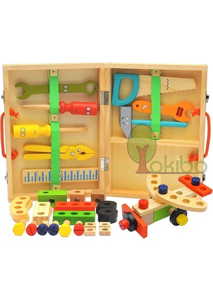 ET0068-WT235C Stili Çocuklar Ahşap Araç Kutusu Oyna Pretend Seti Eğitici Montessori Oyuncaklar Somun Sökme Vida Montaj Simülasyon Onarım Marangoz Aracı (Yurt Dışından) fiyatları