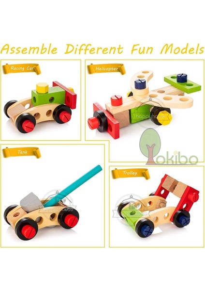 ET0068-WT235C Stili Çocuklar Ahşap Araç Kutusu Oyna Pretend Seti Eğitici Montessori Oyuncaklar Somun Sökme Vida Montaj Simülasyon Onarım Marangoz Aracı (Yurt Dışından) modelleri