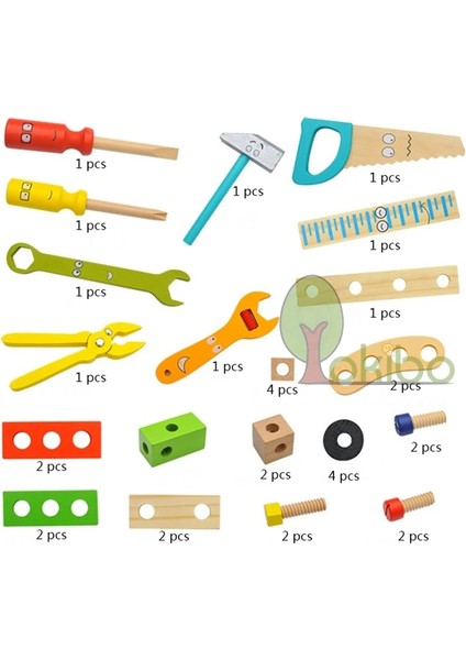 ET0068-WT235C Stili Çocuklar Ahşap Araç Kutusu Oyna Pretend Seti Eğitici Montessori Oyuncaklar Somun Sökme Vida Montaj Simülasyon Onarım Marangoz Aracı (Yurt Dışından) fırsatları