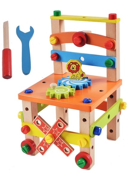 Sandalye Malzemesi TJ251 Stili Ahşap Araç Kutusu Oyuncak Boys Için Oyna Pretend Set Montessori Çocuk Somun Sökme Vida Montaj Simülasyon Onarım Marangoz Aracı (Yurt Dışından)