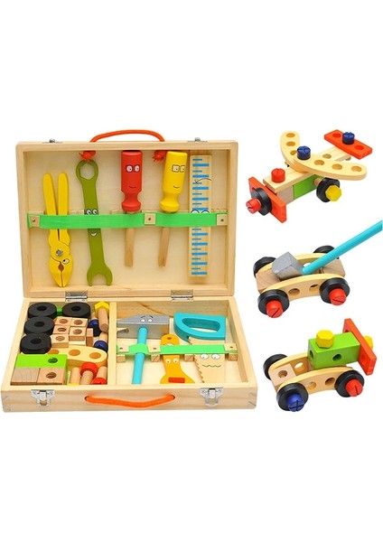Sandalye Malzemesi TJ251 Stili Ahşap Araç Kutusu Oyuncak Boys Için Oyna Pretend Set Montessori Çocuk Somun Sökme Vida Montaj Simülasyon Onarım Marangoz Aracı (Yurt Dışından) fiyatları