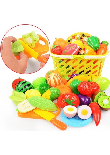 Bir Stil Kesilmiş Sebze Meyve Oyuncakları Oyna Pretend Mutfak Gıda Plastik Simülasyon Pişirme Kesme Gıdaları Oyun Seti Oyuncaklar Çocuklar Için Hediyeler (Yurt Dışından)
