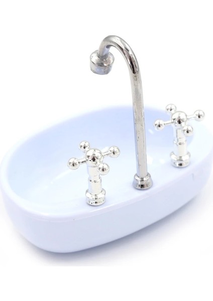 No.2 Tarzı Dollhouse Minyatür Mobilya Banyo Tuvalet Modeli Lavabo Çiçek Çocuklar Için Doğum Günü Hediyesi Için Klasik Oyuncak Pretend (Yurt Dışından)