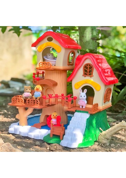 012-16C Stili Orman Hayvan Ailesi 1:12 Peluş Bebekler Set Karikatür Çocuk Oyuncakları Kız Bebek Doğum Günü Noel Hediyesi Tavşan Ailesi Dollhouse (Yurt Dışından)