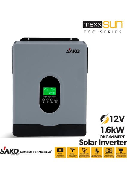 E-Sun 1.6kw / 12V Tam Sinus Akıllı Voc 30-400 Vdc