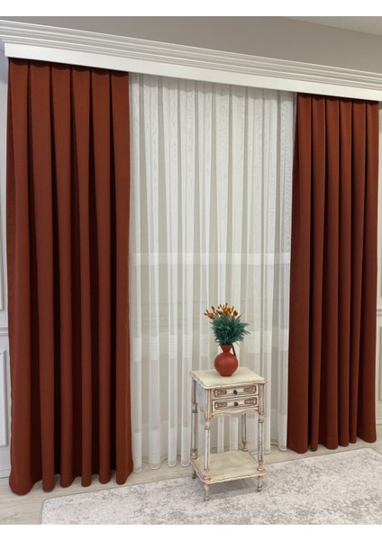 Modern Şantuklu 3 Sıra Bantlı Tano Model 1/2,5 Pile Tül Perde