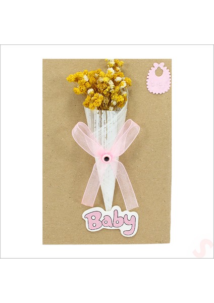 Bebek Buketi, 15CM x 10CM Kartlıklı Magnet - Pembe, 1 Adet