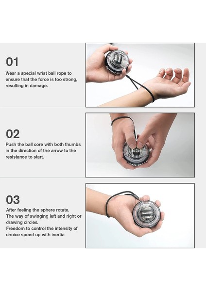 5-Renk Led-Çanta Stili Autostart Powerball Bilek Gücü Gyro Topu El Önkol Güçlendirme LED Jiroskop Topu Kol Kas Fitness Eğitim Ekipmanları (Yurt Dışından)