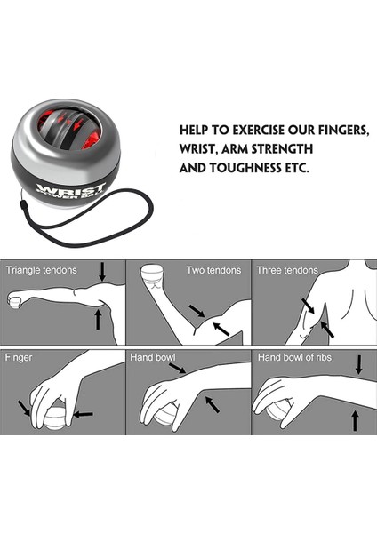5-Renk Led-Çanta Stili Autostart Powerball Bilek Gücü Gyro Topu El Önkol Güçlendirme LED Jiroskop Topu Kol Kas Fitness Eğitim Ekipmanları (Yurt Dışından)