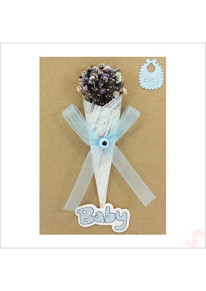 Bebek Buketi, 15CM x 10CM Kartlıklı Magnet - Mavi, 1 Adet