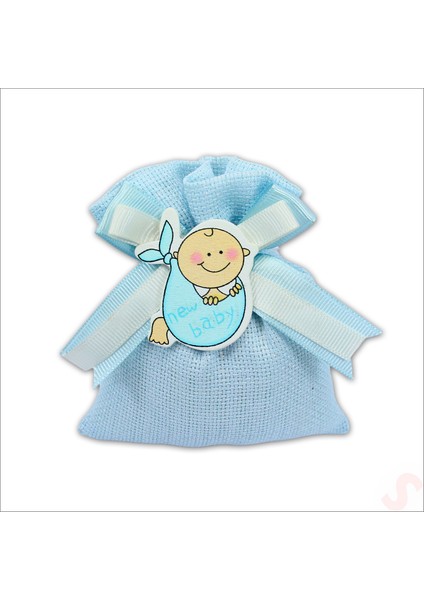 Lavantalı Keten Kese 11CM x 10CM - Mavi, 1 Adet