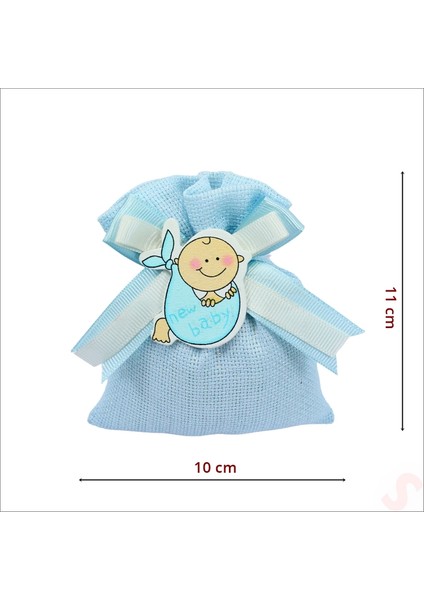 Lavantalı Keten Kese 11CM x 10CM - Mavi, 1 Adet
