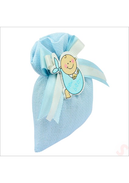 Lavantalı Keten Kese 11CM x 10CM - Mavi, 1 Adet