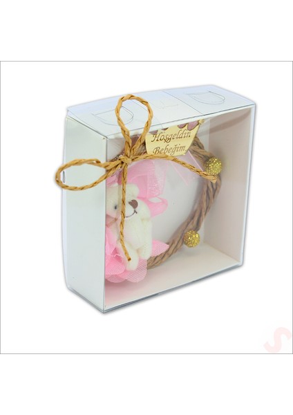 Kutulu ve Ayıcıklı Hoşgeldin Bebeğim 7cm Pano - Pembe, 1 Adet fırsatları