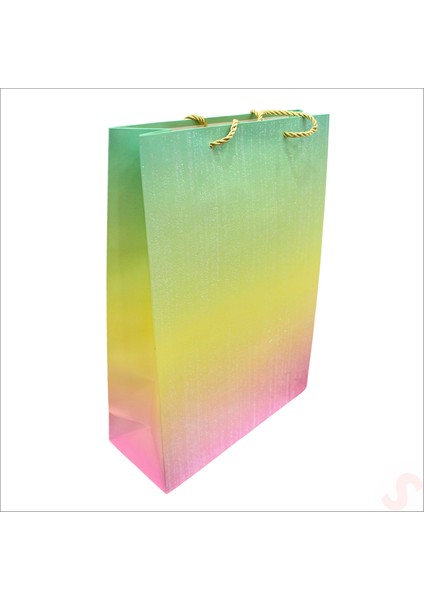 Gökkuşağı Yeşil Karton Çanta, 42 x 30 x 12 cm - 1 Adet