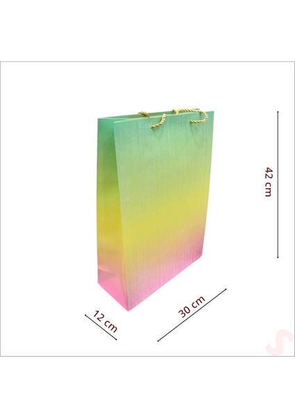 Gökkuşağı Yeşil Karton Çanta, 42 x 30 x 12 cm - 1 Adet fiyatları