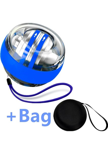 Çanta Tarzı ile Mavi LED Kendinden Başlayan Gyro Ball Powerball Contador Kol Genişletici El Eğitmeni Jiroskop Bilek Kuvveti Egzersiz Relax Fitness Ekipmanları (Yurt Dışından)