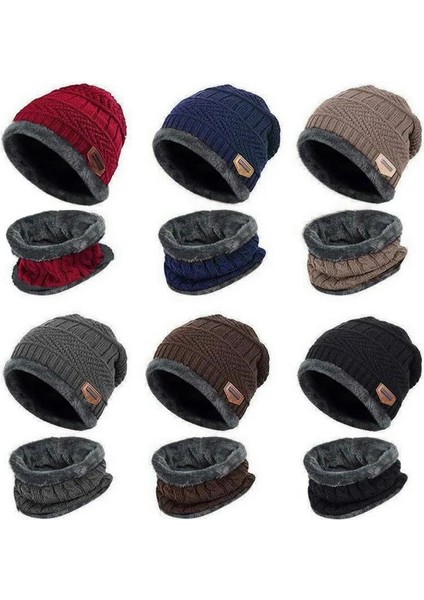 Cap And Scarf-Red Style Tek Boyut Winter Beanie Hat For Men Fleece Scarf Women Knitted Hat Warm Cap Thick Wool Neck Warmer Scarf Balaclava Mask Skullies Beanies (Yurt Dışından) fırsatları