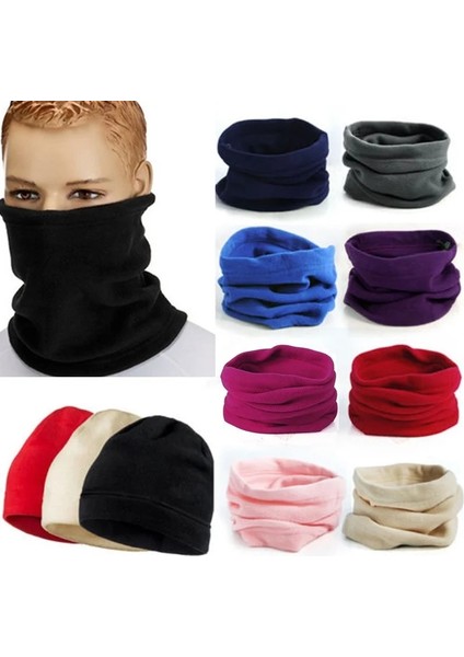 Pembe Tarzı 3 1 Kış Sporları Termal Polar Polar Unisex Kadın Erkek Eşarp Boyun Isıtıcı Yüz Maskesi Bere Şapka Erkekler Kış Sıcak Tüp Eşarp (Yurt Dışından)