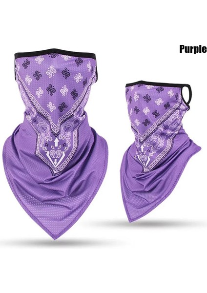 Stil 2 Mor Stil 1 Adet Nefes Buz Ipek Anti-Uv Boyun Kapak Bisiklet Ter Emme Yüz Ağız Kapak Motosiklet Bandana Yaz Açık Eşarp (Yurt Dışından)