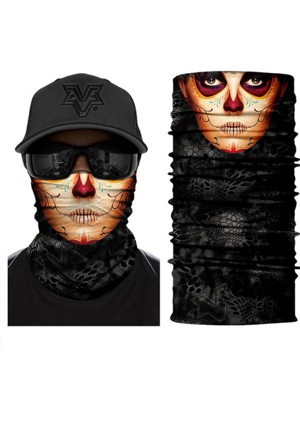 20WJ0270 Stili Yarım Maske Joker Baskılı Bandana Tüp Eşarp Boyun Isıtıcı Körüğü Yürüyüş Kayak Bisiklet Cadılar Bayramı Partisi Yüz Kapağı Erkekler Wome Yeni (Yurt Dışından)