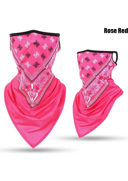 Stil 2 Gül Kırmızı Stili 1 Adet Nefes Buz Ipek Anti-Uv Boyun Kapak Bisiklet Ter Emme Yüz Ağız Kapak Motosiklet Bandana Yaz Açık Eşarp (Yurt Dışından)