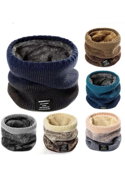 B Yeşil Stil Kış Eşarp Erkekler Için Polar Yüzük Bandana Örme Sıcak Katı Eşarp Kadın Boyun Isıtıcı Kalın Kaşmir Sıcak Mendil Kayak Maskesi (Yurt Dışından)