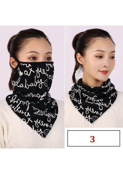 No.3 Tarzı Pamuklu Kadın Maskesi Eşarp Yüz Mascarillas Sarar Çiçek Baskı Bayan Sıcak Boyun Atkıları Fular Bandana Yeniden Kullanılabilir Açık Sürme Maskeleri (Yurt Dışından)