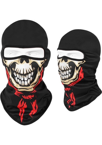 S12 Stili Tek Boyut Skull Print Bandana Balaclava Full Face Mask Scarf Outdoor Fishing Hunting Hiking Cycling Neck Gaiter Face Cover Shield (Yurt Dışından)