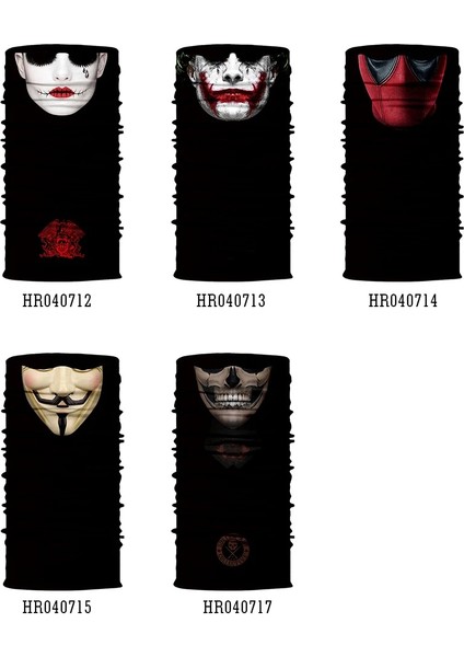 20WJ0263 Stili Yarım Maske Joker Baskılı Bandana Tüp Eşarp Boyun Isıtıcı Körüğü Yürüyüş Kayak Bisiklet Cadılar Bayramı Partisi Yüz Kapağı Erkekler Wome Yeni (Yurt Dışından) indirimleri